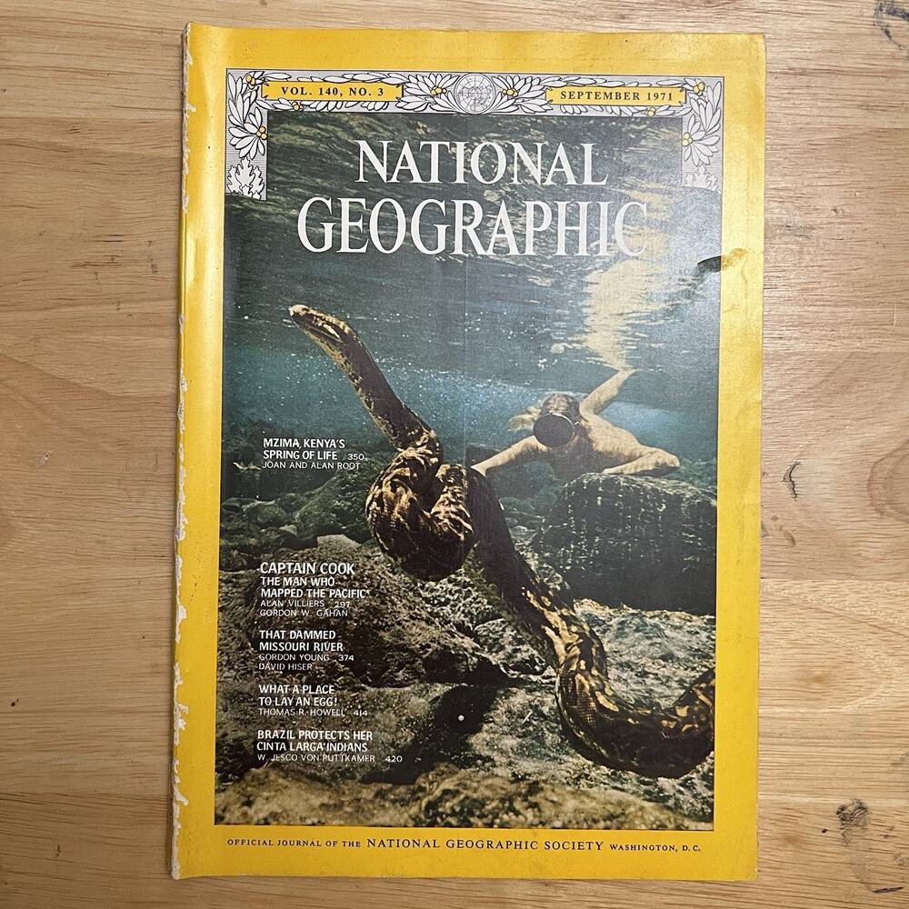 Vintage National Geographic September 1971 Captain Cook Mzima Springs Indians